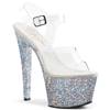 Pleaser - SKY308LG Sandale à bride à la cheville, Pole dance chaussures - Chaussures de pole dance - Couleur argent/Transparent Product image
